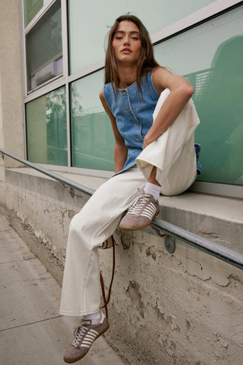 button up denim vest 