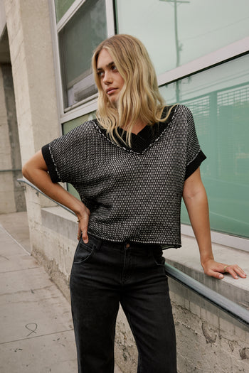 Contrast Sweater in Black