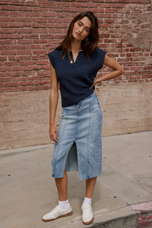 Aliza Denim Midi Skirt