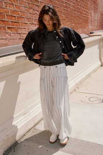 STRIPE WIDE LEG  PANTS 