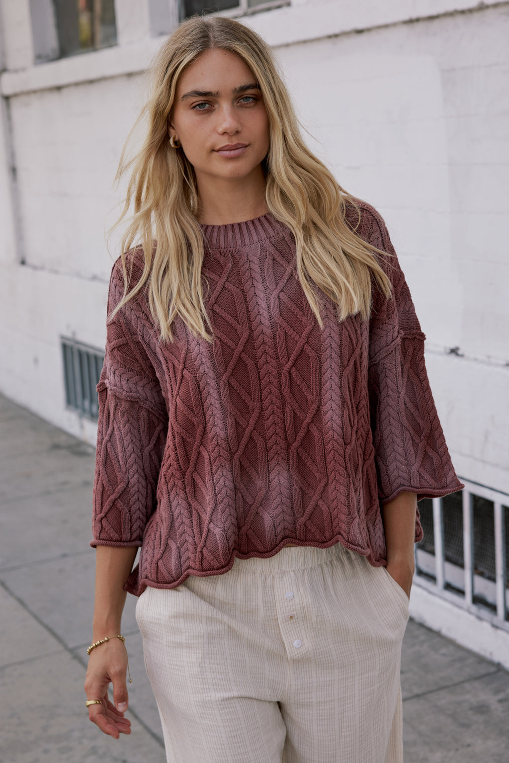 three quarters length sleeved sweater 