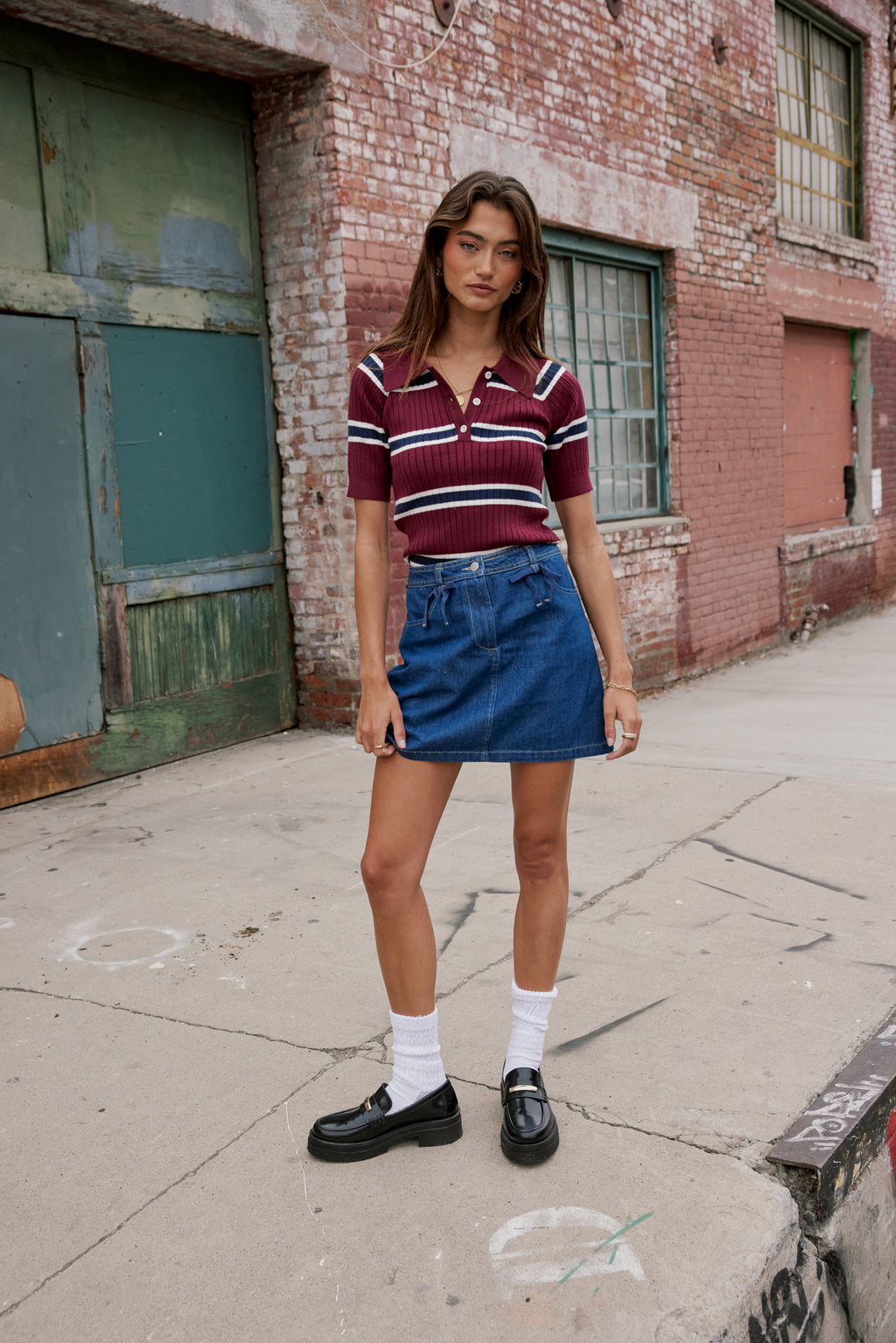 Taylee Striped Sweater in Burgundy