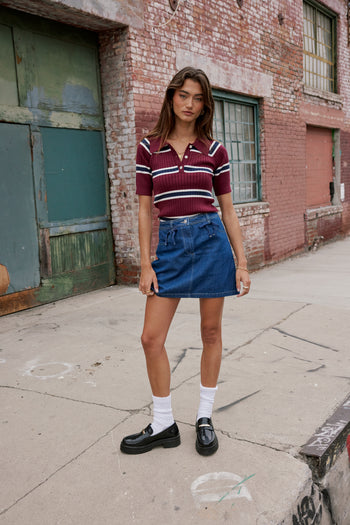 Taylee Striped Sweater in Burgundy