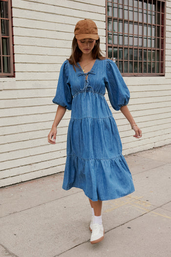 Nadia Midi Dress in Light Wash