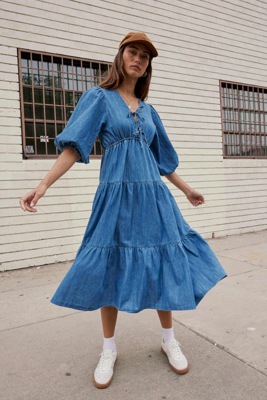 Nadia Midi Dress in Light Wash