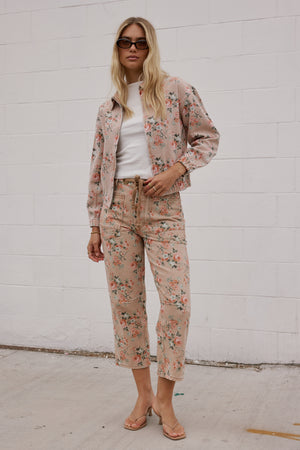 Kellie Floral Barrel Jeans in Vintage Ginger