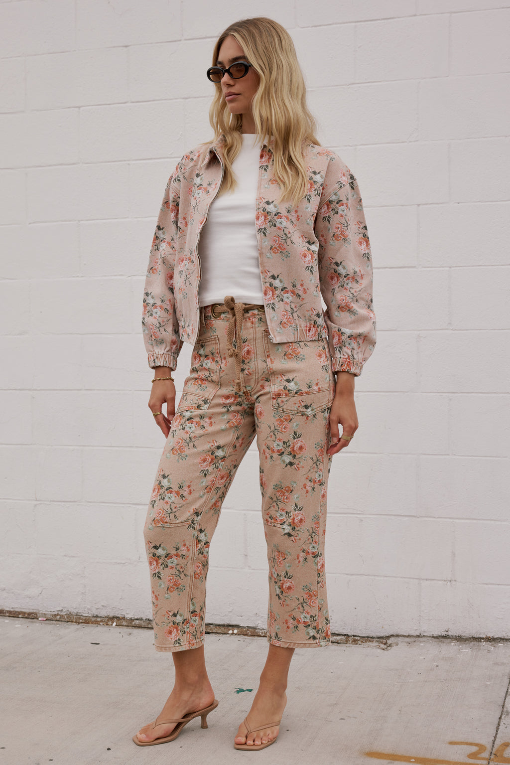  Floral Barrel Jeans in Vintage Ginger