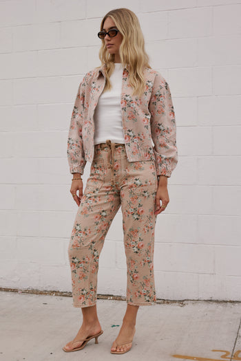  Floral Barrel Jeans in Vintage Ginger