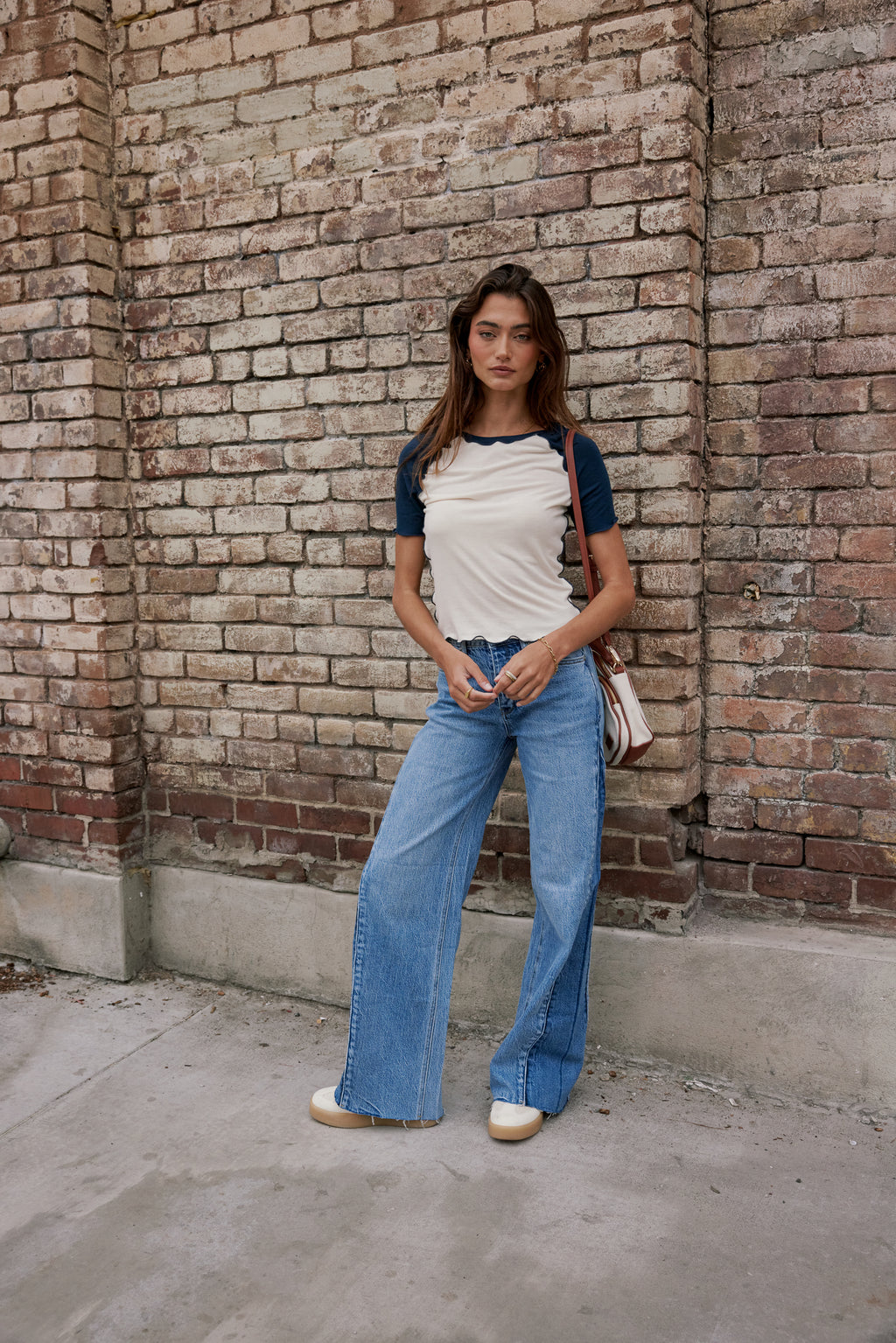 Serra Contrast Top in Navy - Main Image