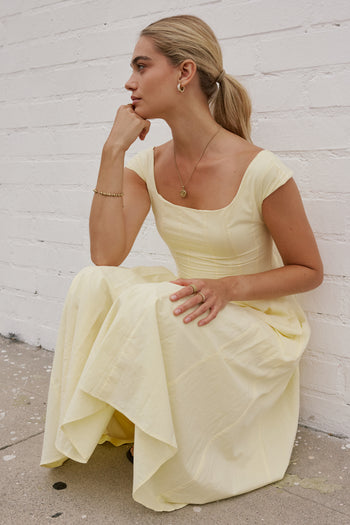 Midi Dress in Butter Yellow