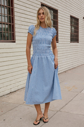 Gingham Maxi Dress in Blue