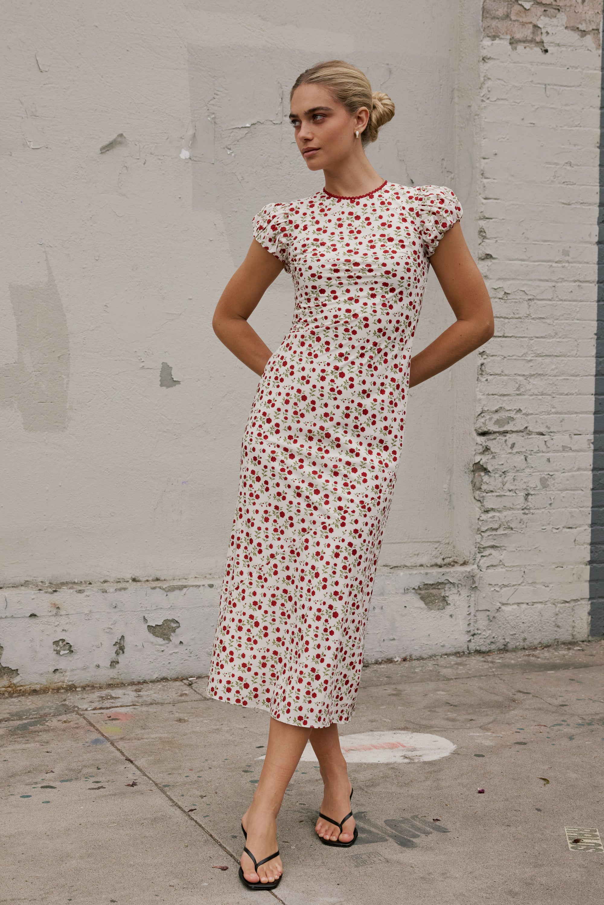 knee length dresses for ladies Ellianna Floral Maxi Dress in Cream