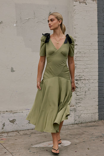 Drop Waist Maxi Dress in Sage