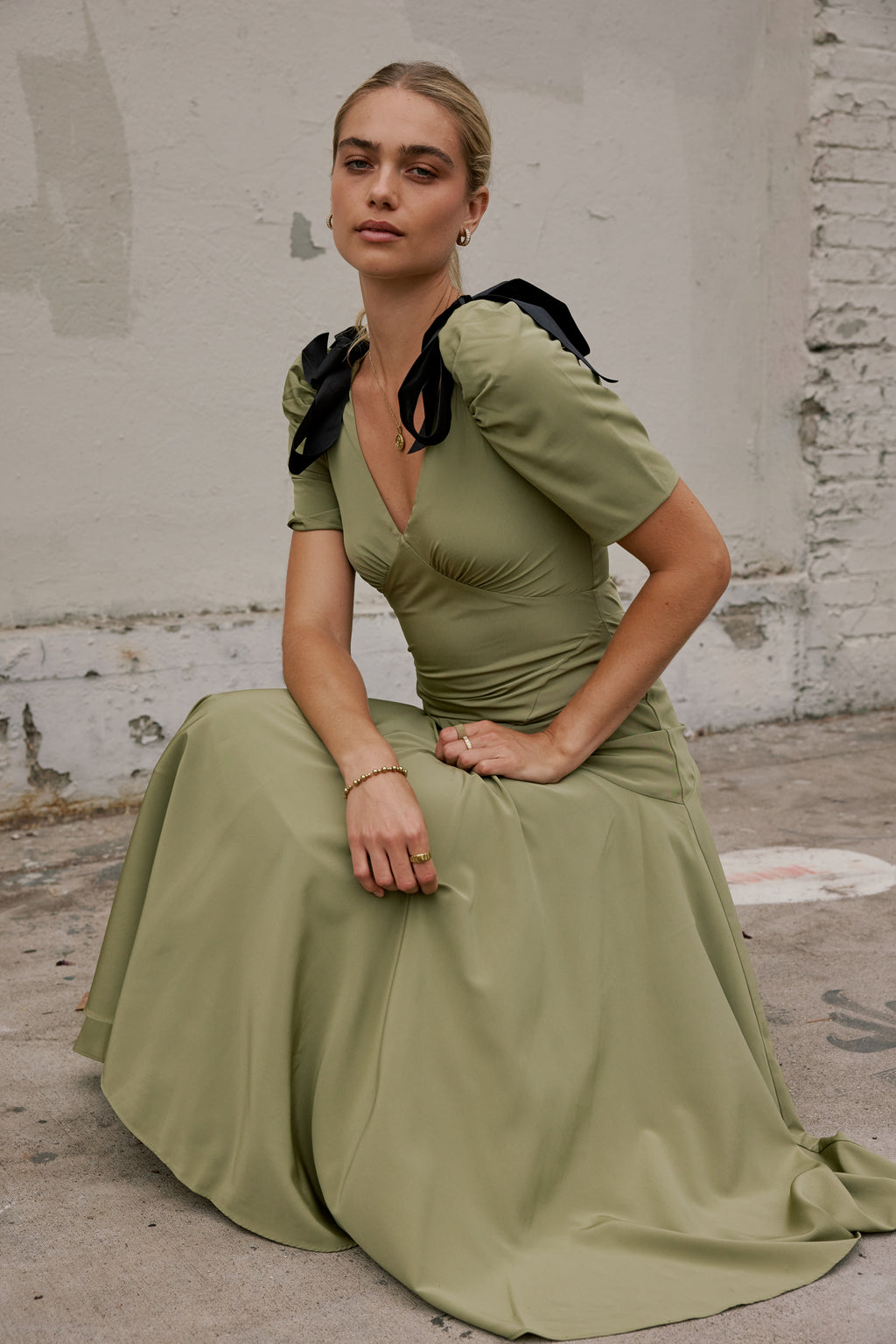 Nellie Drop Waist Maxi Dress in Sage - FINAL SALE Nellie Drop Waist Maxi Dress in Sage - FINAL SALE