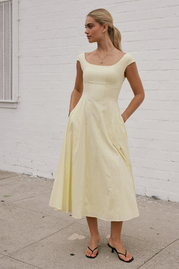 SHORT SLEEVE BUTTER YELLOW DRESS 