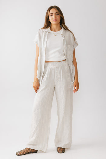 Belen Striped Button Up in Denim Blue