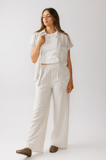 Belen Striped Button Up in Denim Blue