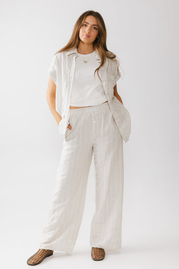 Belen Striped Wide Leg Pants in Denim Blue