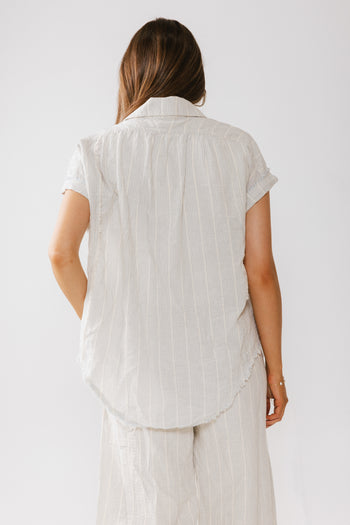 Belen Striped Button Up in Denim Blue