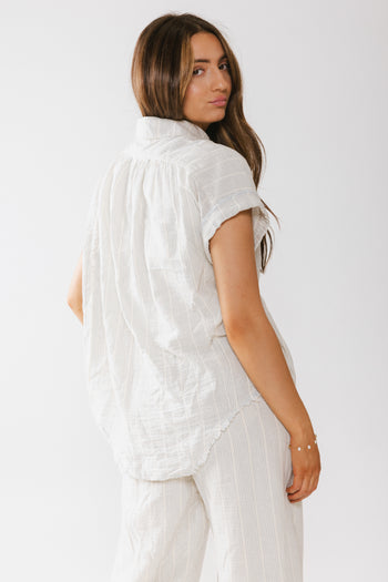 Belen Striped Button Up in Denim Blue