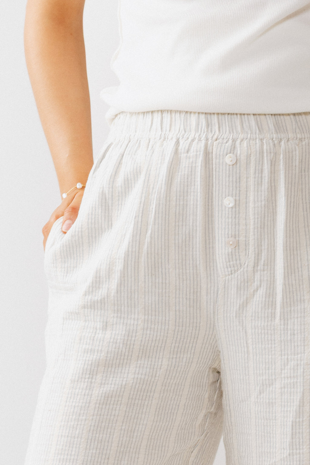 Belen Striped Wide Leg Pants in Denim Blue