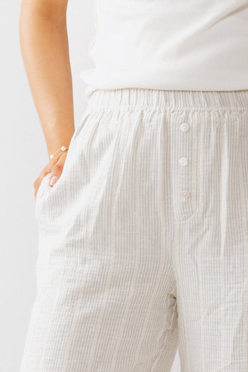 Belen Striped Wide Leg Pants in Denim Blue