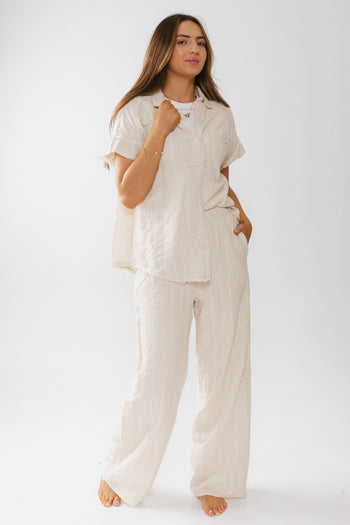 Belen Striped Wide Leg Pants in Taupe