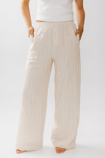 Belen Striped Wide Leg Pants in Taupe