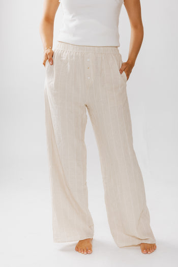 Belen Striped Wide Leg Pants in Taupe