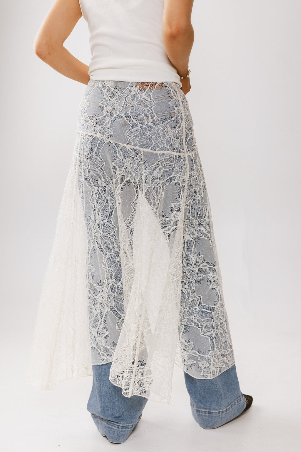 Tatum Lace Maxi Skirt in Cream - FINAL SALE