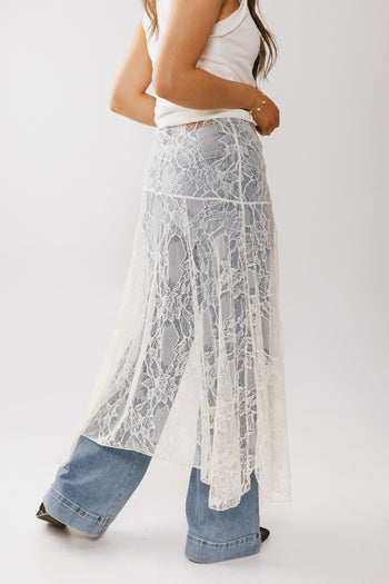 Tatum Lace Maxi Skirt in Cream - FINAL SALE