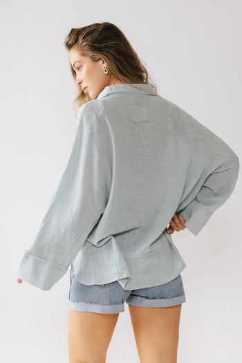 Lucie Linen Button Up in Blue - FINAL SALE