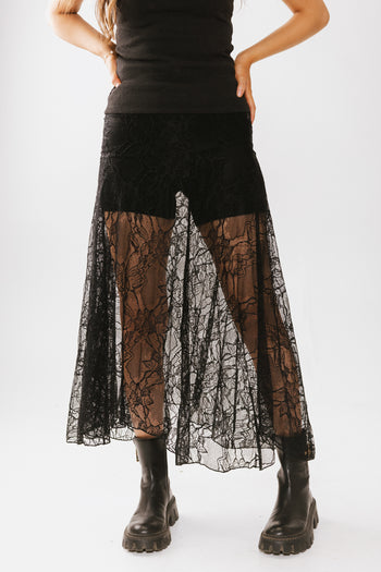 Tatum Lace Maxi Skirt in Black - FINAL SALE