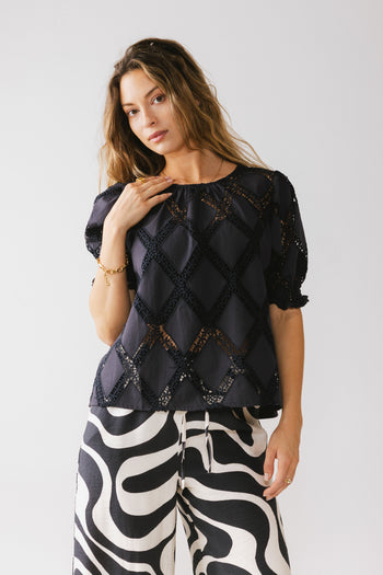 Noelle Loose Blouse in Navy - FINAL SALE