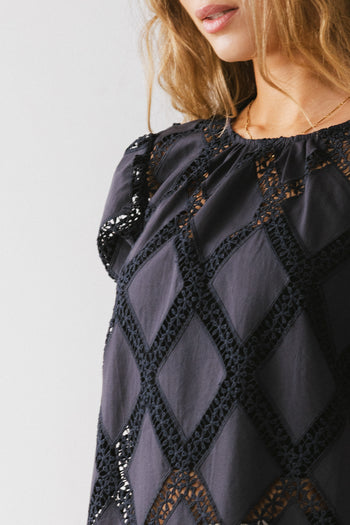 Noelle Loose Blouse in Navy - FINAL SALE