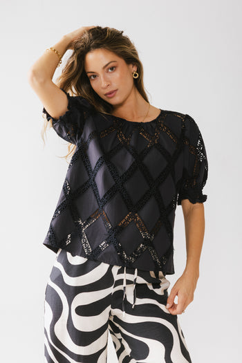 Noelle Loose Blouse in Navy - FINAL SALE