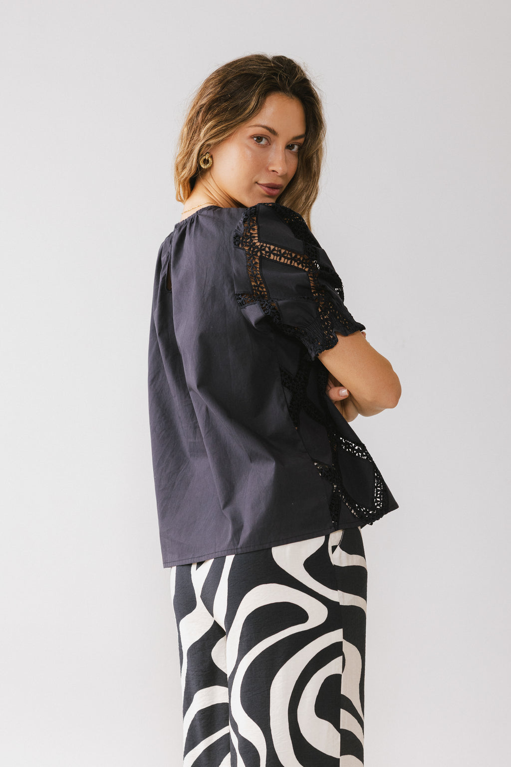 Noelle Loose Blouse in Navy - FINAL SALE