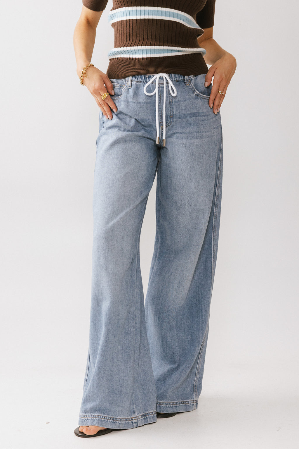 Drawstring Wide Leg Jeans