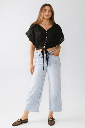 Alma Smocked Blouse in Black - FINAL SALE