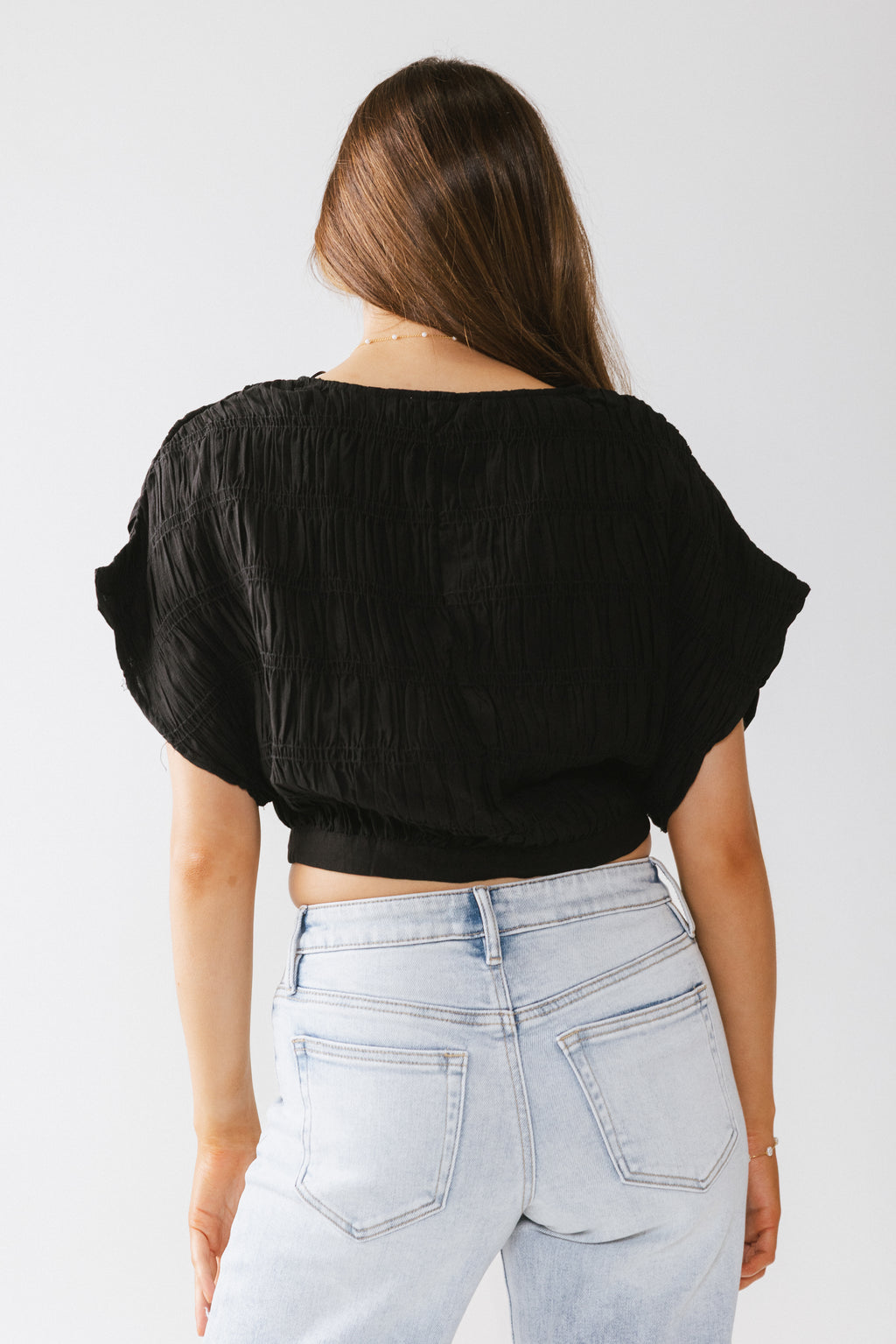 Alma Smocked Blouse in Black - FINAL SALE