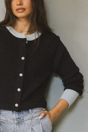 Ella Contrast Cardigan in Navy - FINAL SALE