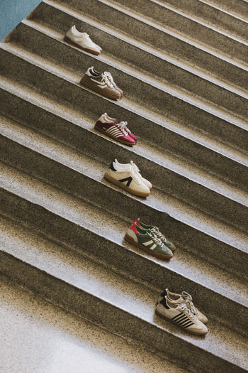 stairs with sneakers lined up