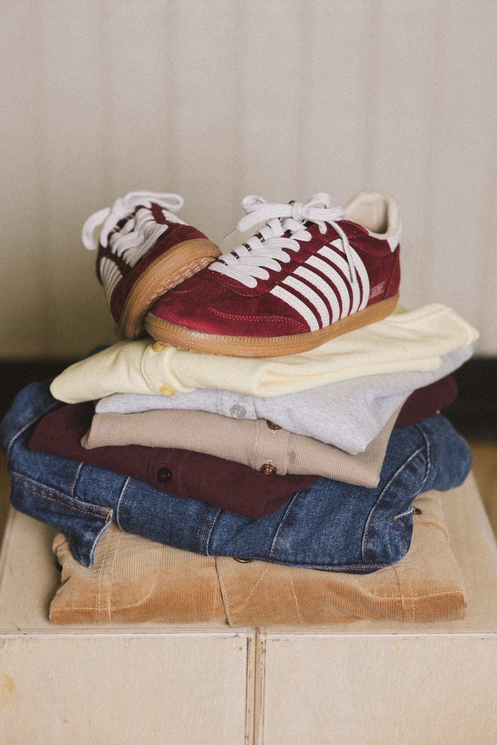 Stevie Striped Sneaker in Wine