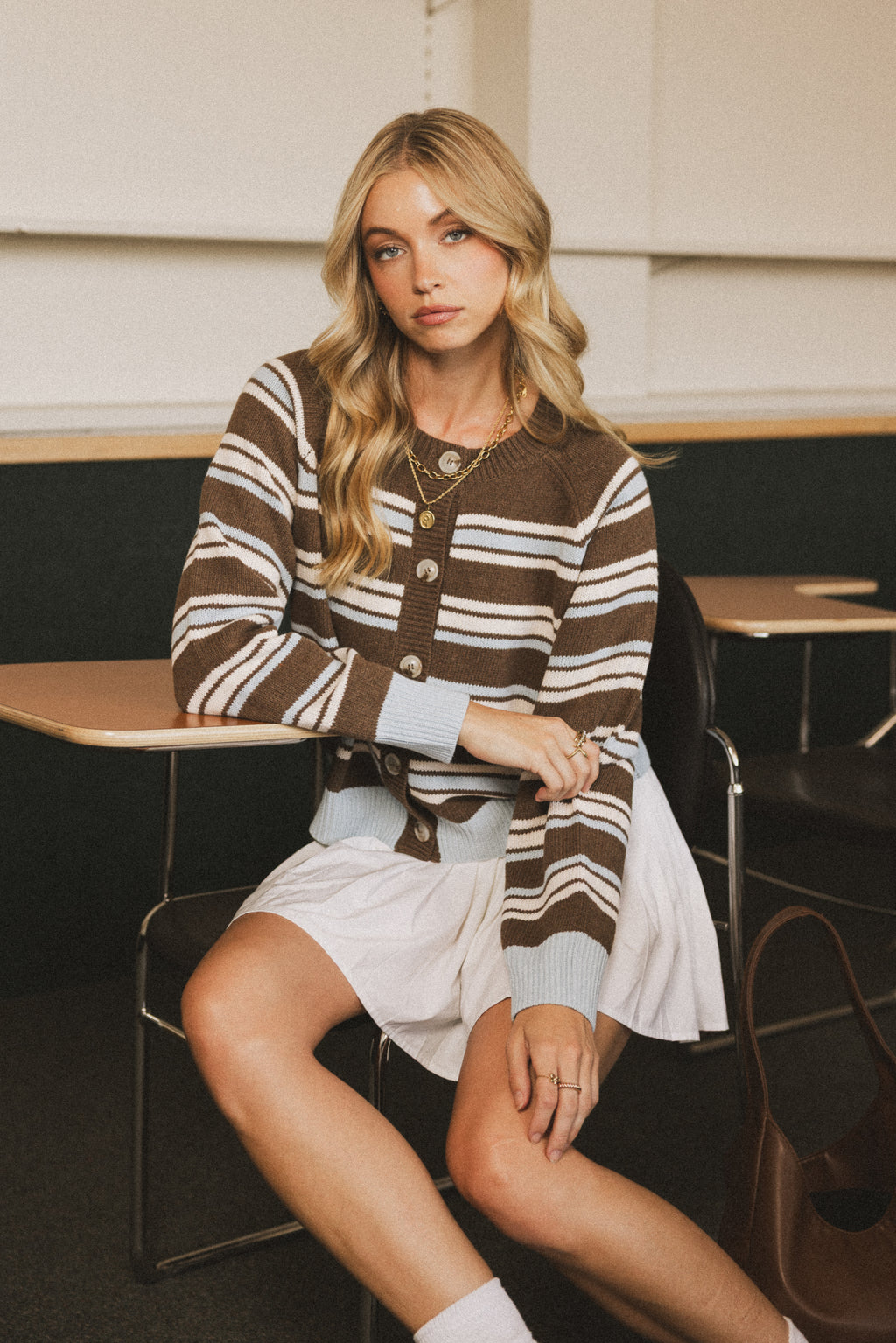 striped cardigan