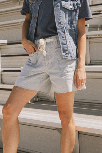 Finneas Denim Shorts in Denim Stripe - FINAL SALE