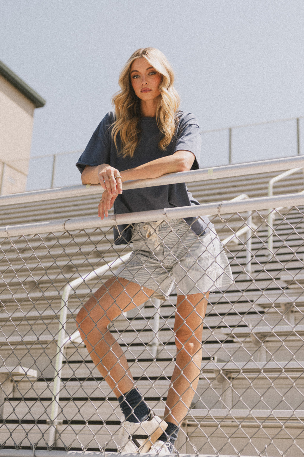 Finneas Denim Shorts in Denim Stripe - FINAL SALE