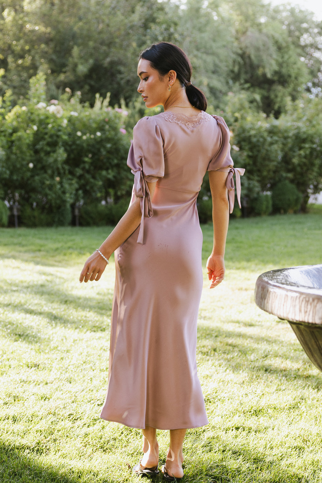 Amanda Lace Trim Maxi Dress in Mauve - FINAL SALE