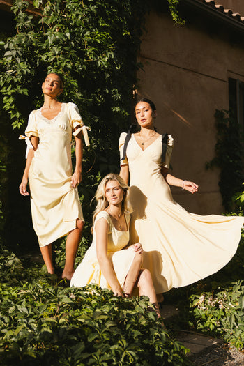  Drop Waist Maxi Dress in Yellow