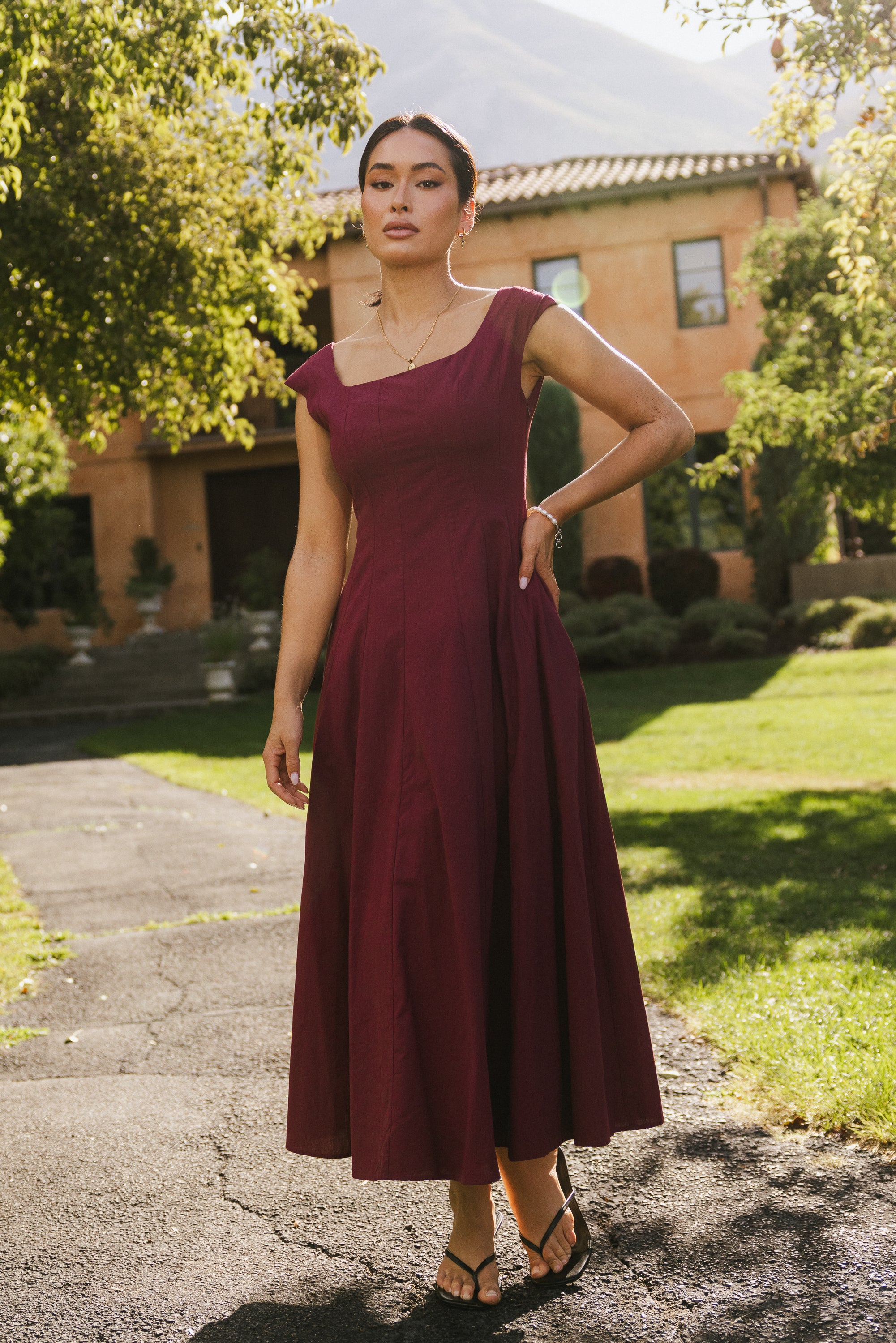 burgundy midi dress reviews Burgundy Micro Cord Cotton Midi Cocktail Dress| Italian Dresses Medium / Red main image 1