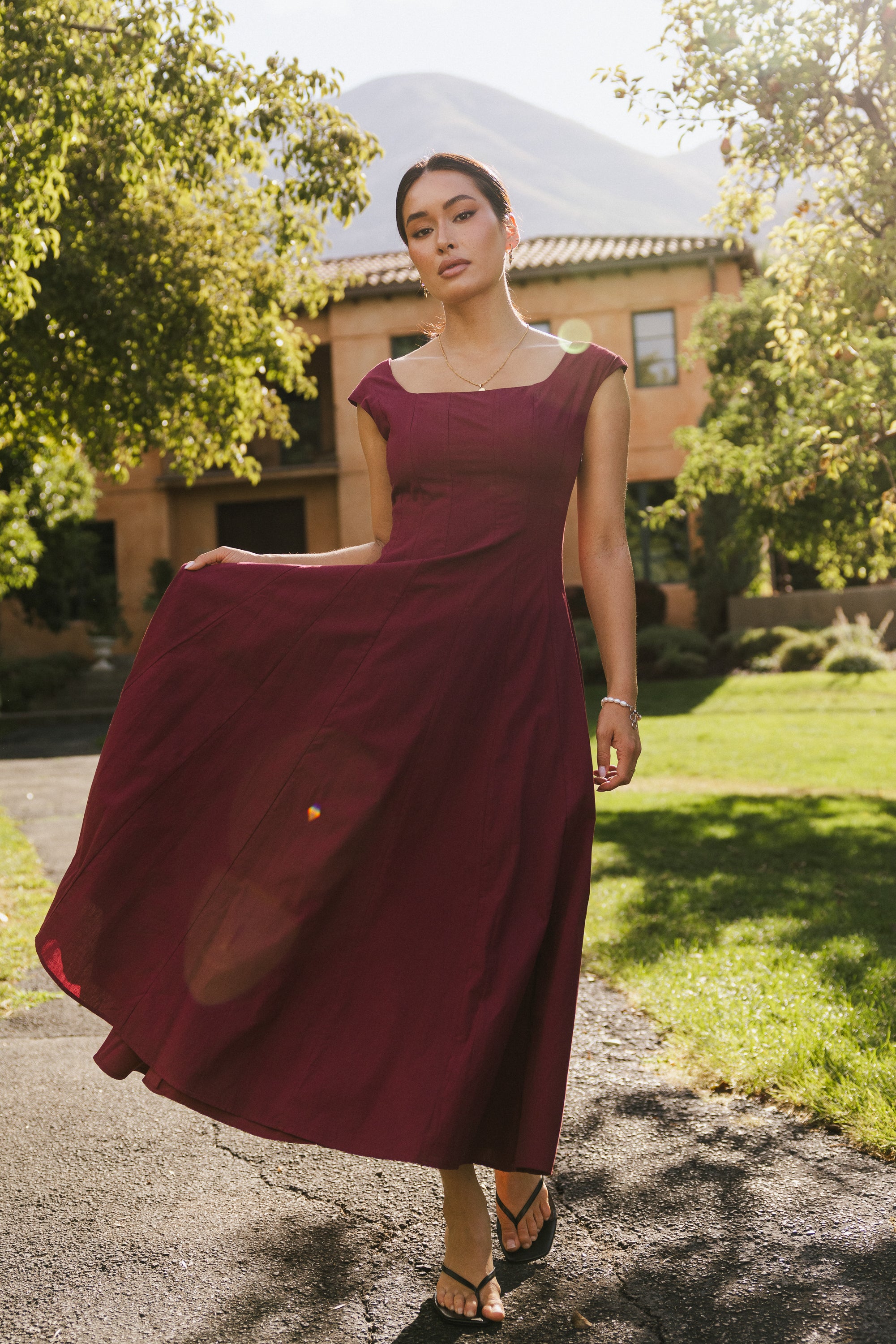 Colin Midi Dress in Burgundy - FINAL SALE Colin Midi Dress in Burgundy - FINAL SALE